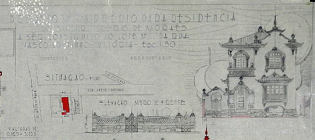 id 260 - Projeto de um prédio para residência à rua Vasco Coutinho, Parque Moscoso, Vitória; ES, proprietário Cícero de Moraes, dezembro de 1945.