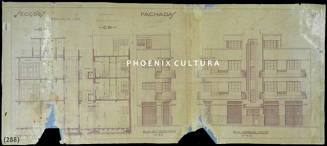 Projeto para construção de um prédio comercial e residências à rua Pereira Pinto n. 24 esquina Rosário n. 59 [atual rua Carlos Gomes, Centro, Vitória], proprietário Lourdes Peixoto de Mello, agosto de 1935.