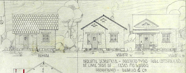 ID 429 - Projeto de pequena residência para construção de uma série de casas tipo A – Projeto n. 5, Vitória, proprietário Rabello e Cia., janeiro de 1939.