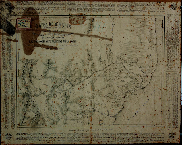 Mapa do Rio Doce, de Carlos Krauss, Rio de Janeiro, 1866. Acervo Arquivo Histórico do Exército.