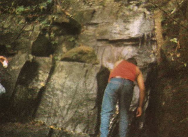 Foto 12 - Aí está uma fonte de água límpida, correndo por entre as rochas do Mestre Álvaro. Foto do autor, outubro de 1989.